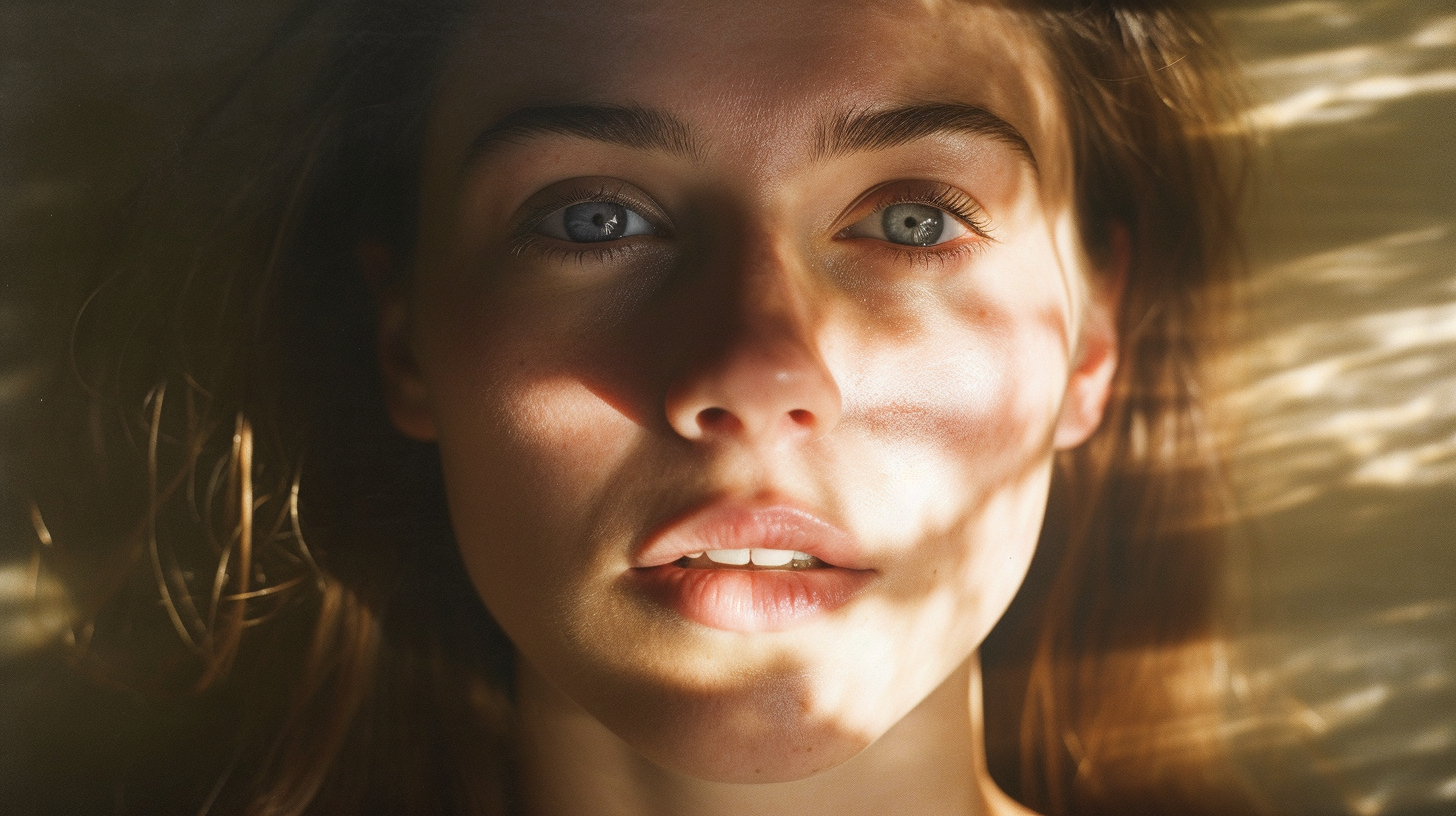 A close up of a woman looking nervous due to the side effects of levothyroxine.