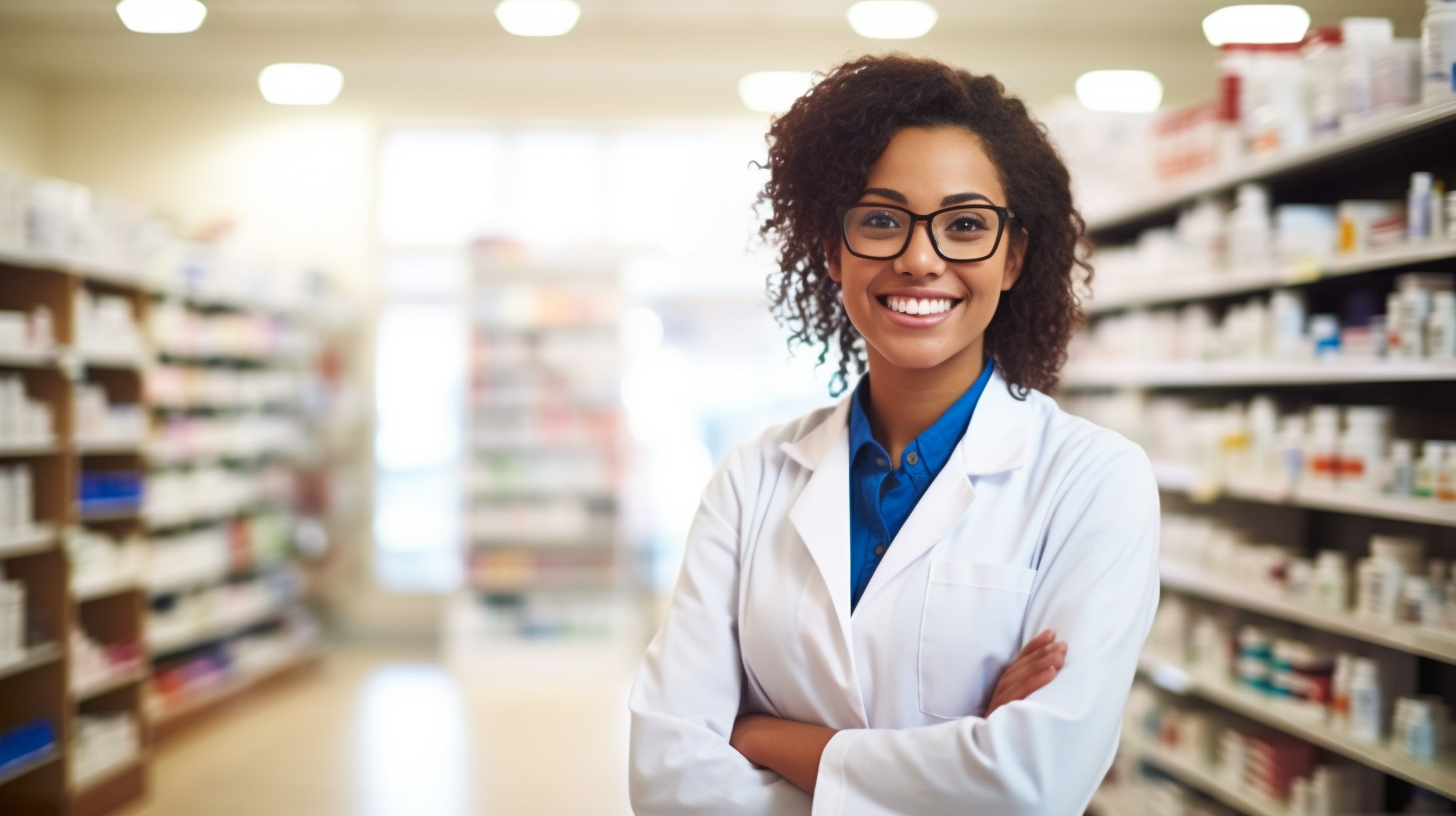 A pharmacist in a pharmacy offering natural desiccated thyroid and levothyroxine