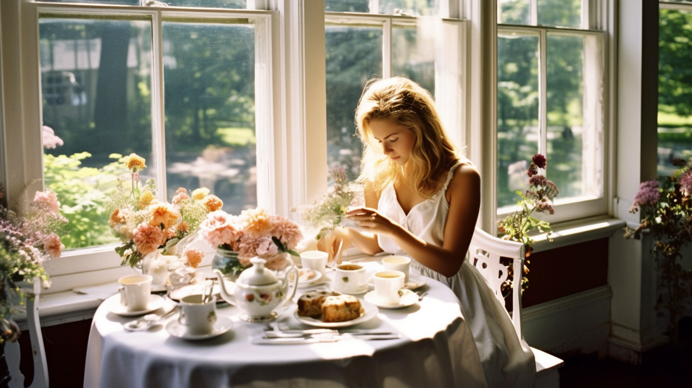 A woman eating breakfast full of proteins