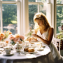 A woman eating breakfast full of proteins