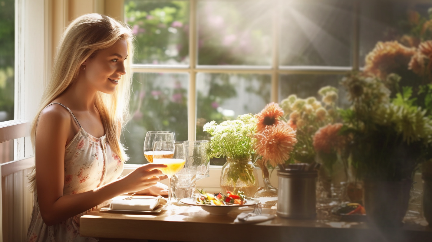 A woman eating antimicrobial fiber to boost her thyroid function.