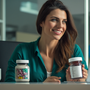 A woman holding bio-identical thyroid hormone for hypothyroidism treatment