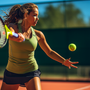 A woman playing tennis. She's having muscle pain due to hypothyroidism.