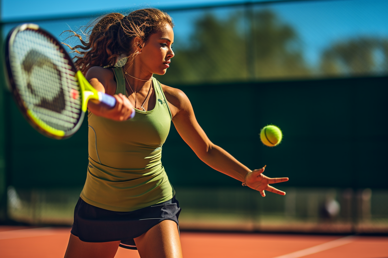 A woman playing tennis. She's having muscle pain due to hypothyroidism.