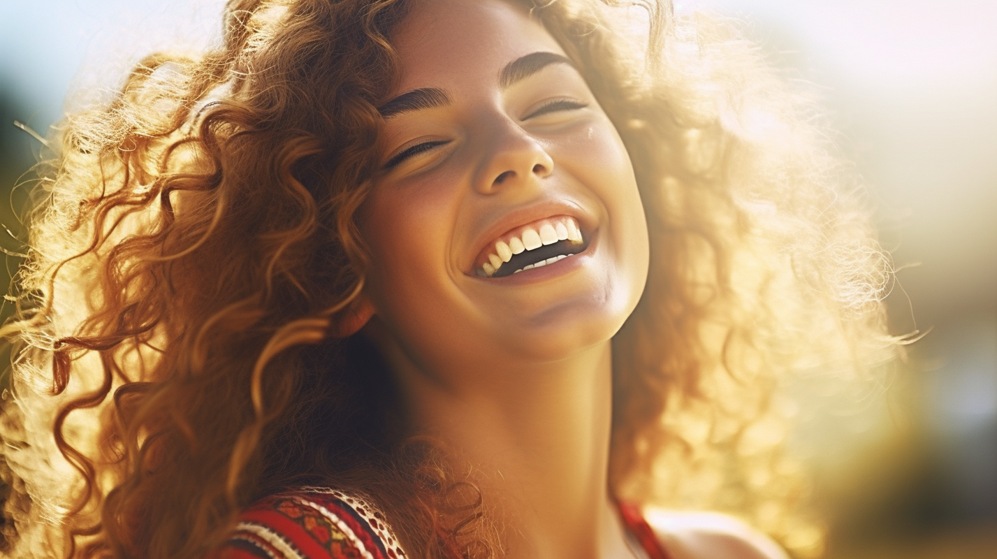 A young woman smiling as she gets off thyroid medication.