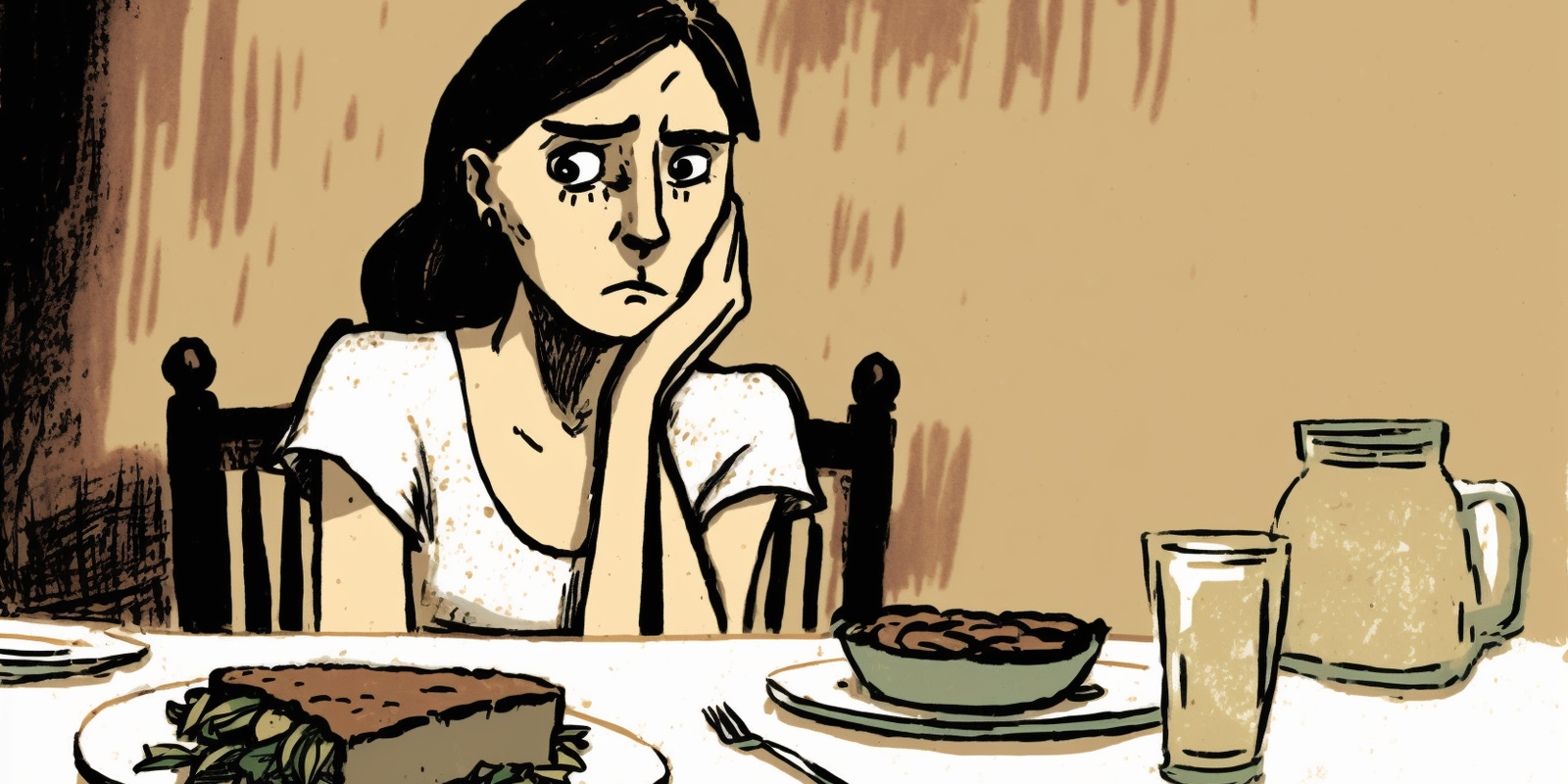 A woman having no appetite due to hypothyroidism.