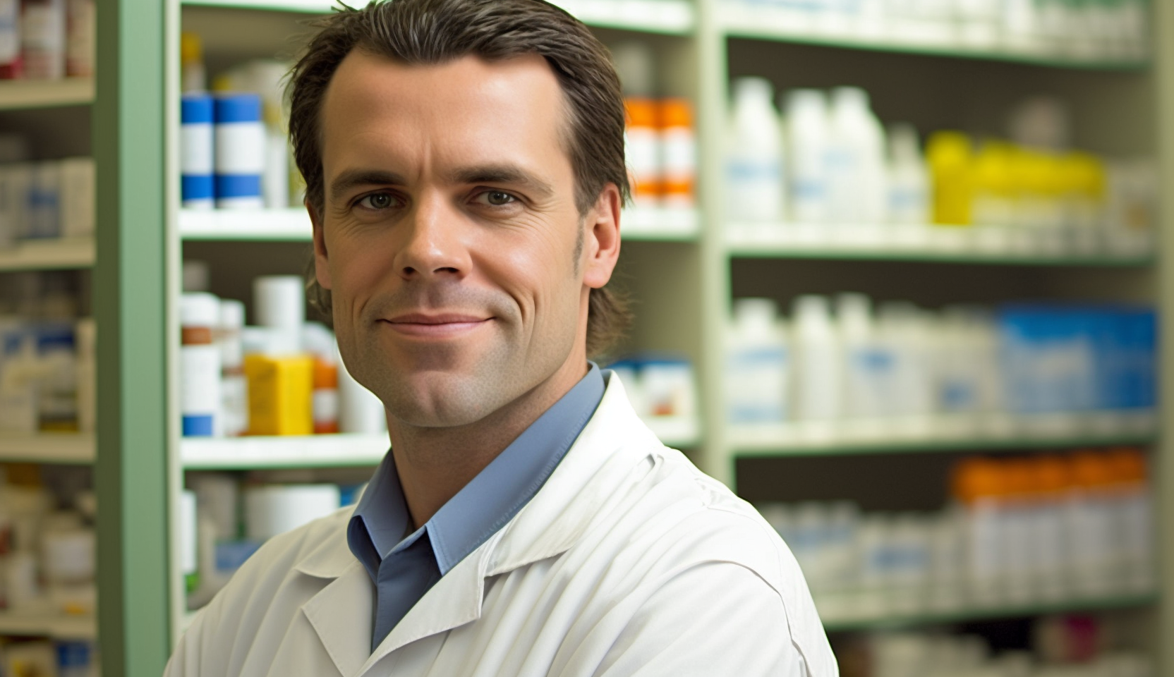 A pharmacist in front of thyroid medications that uses Thyroid USP and Thyroid API